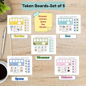 Printable Token Board Set of 5, Printable Reward Chart, Behavior Management Tool, Token Economy Strategy, Behavior Reward Chart, ABA Token