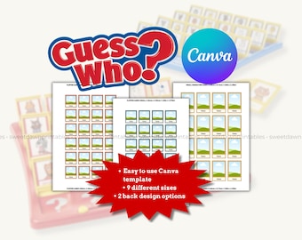 Guess Who Canva Template | Customizable Guess Who Cards | Make Your Own Guess Who | DIY Guessing Game | Editable in Canva | Instant Download