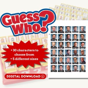 Guess Who Hollywood Movie Actors Edition | Famous Male Celebrities | 30 Printable Characters | Party Games | Gift Ideas | Instant Download