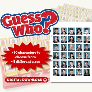 Edición Kpop de Guess Who / Black Pink BTS Twice TXT New Jeans EXO Red Velvet Stray Kids / 30 personajes / Descarga instantánea / Tarjetas de juego de fiesta