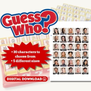 Guess Who Hollywood Stars Edition | Famous Hollywood Celebrities | 30 Printable Characters | Fun Party Games | Gift Idea | Instant Download