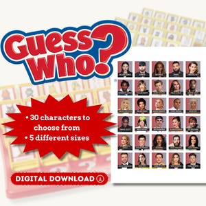 Guess Who Hollywood Pop Music Icons Edition | Famous Music Artists | 30 Printable Characters | Fun Party Game Cards | Instant Download
