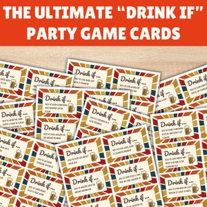 72 cartes de jeu Drink If, thème rétro | Douche pour couple | Enterrement de vie de jeune fille | Douche nuptiale | Enterrement de vie de jeune fille |Jeux à boire pour faire la fête |Personnalisable