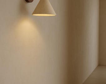 Modern Minimalist Travertine Wall Lamp - Natural Stone Sconce with Handmade Feel - Perfect for Bedrooms, Living Rooms, and Dining Areas