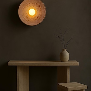 Minimalist Japanese Wall Lamp – Round Resin Light Fixture for Bedroom, Living Room, Dining Room, Hallway – Warm Soft Ambient Lighting Decor