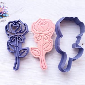 Rose Flower Cookie Cutter and Embosser Set | Romantic Floral Fondant Stamp | Valentine’s Day Wedding Cookie Decorating Tool