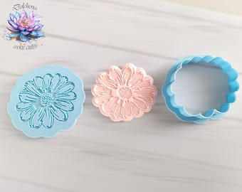 Daisy Flower Cookie Cutter & Debosser Set – Daisy Floral Fondant Stamp – Flower Cookie Decor Tool