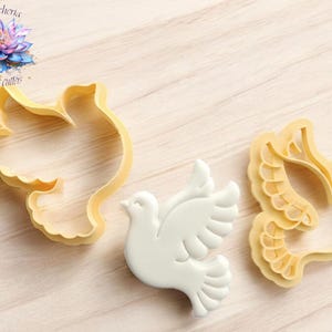 Dove Cookie Cutter & Embosser Set | 3D Printed Fondant Stamp | Peace Bird Mold for Baptism, Confirmation, Easter Cookies