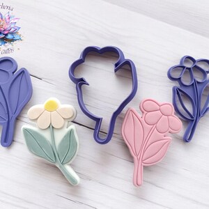 Daisy Flower Cookie Cutter,Embosser and Debosser Set | Romantic Floral Fondant Stamp | Valentine’s Day Wedding Cookie Decorating Tool