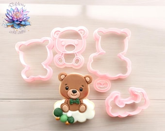 Teddy Bear Cookie Cutter & Embosser Set | Cute Bear Cookie Cutter | Baby Shower Cookies