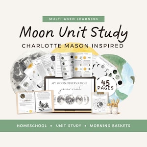 Moon Study Astronomy Lesson Homeschool Activities for Kids Phases Of The Moon Charlotte Mason Lunar Unit Montessori Worksheets Bundle