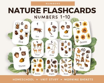 Number Flashcards Nature 1-10: Montessori Homeschool Nature Printables for Toddlers and Preschool (Digital Download)