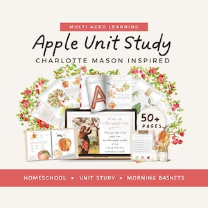 アップルユニットスタディ：シャーロット・メイソンにインスパイアされたホームスクールカリキュラム（PDF 即時ダウンロード）