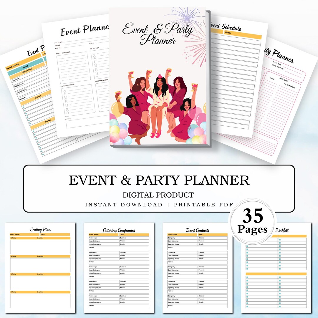 Event Planner Printable PDF | Party Planner Template With Budget, Guest ...