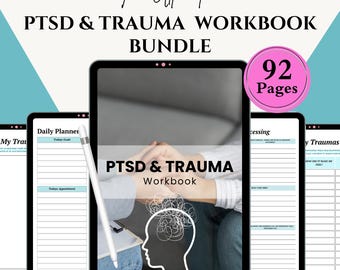 Quaderno di lavoro stampabile per PTSD e traumi / Diario di guarigione della salute mentale in formato PDF / Guida al recupero dall'ansia