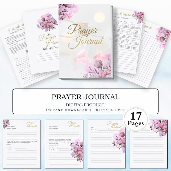 Guided Prayer Journal Printable | Daily Devotional & Gratitude Tracker | Christian Faith Planner | Instant PDF Download
