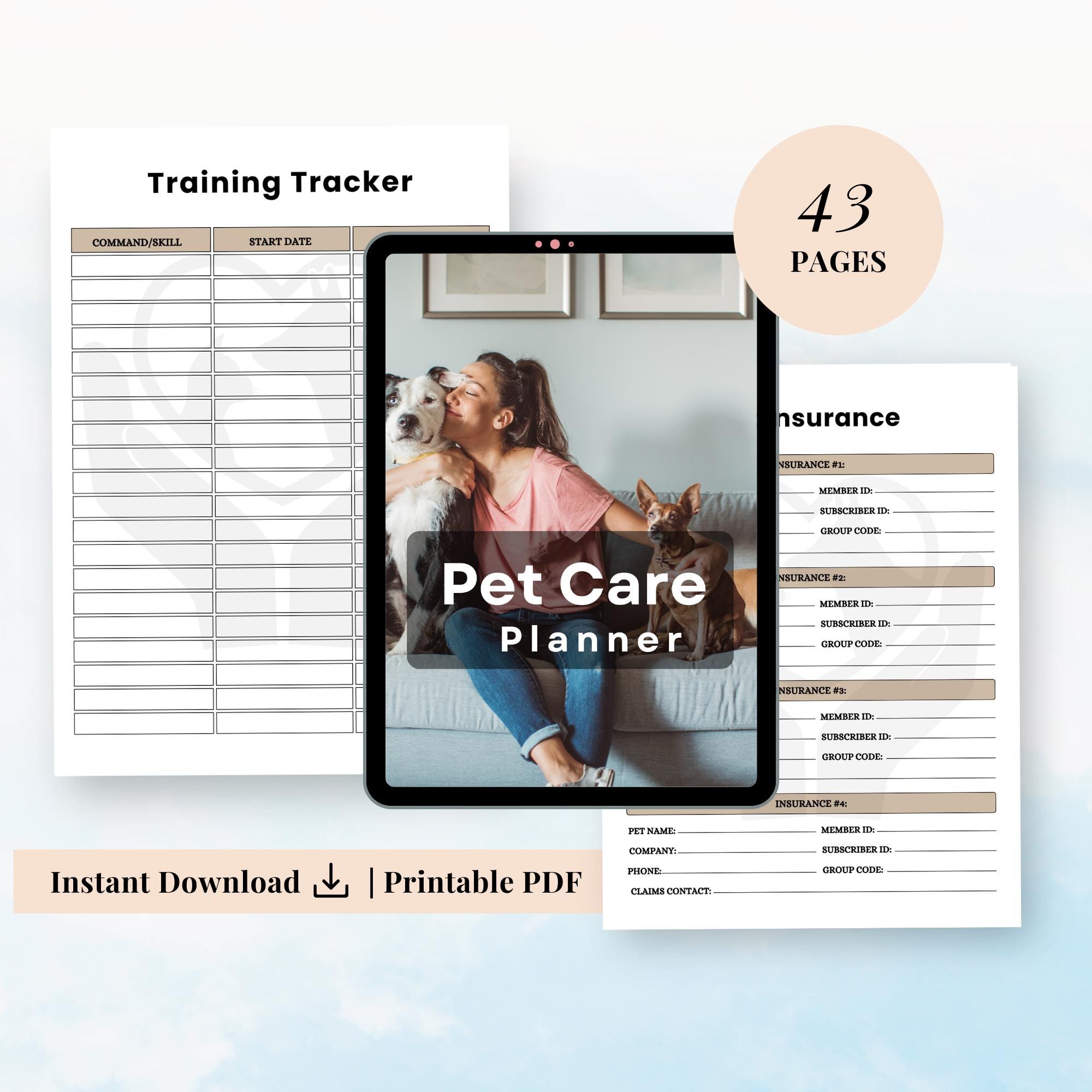 Pet Care Planner | Dog Cat Health Tracker, Daily Schedule (PDF Download ...