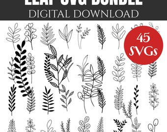 Botanical Leaf SVG Bundle | Nature Plant Cut Files (Digital Download)