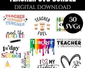 Teacher Svg Bundle, Teacher Png Svg, Teacher Svg for Cricut, Svg Files ...