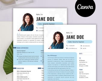 Mall för CV inom cybersäkerhet: CV-mall, ATS-vänlig Canva-design (direkt nedladdning)