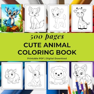Cute Kids Animal Coloring Book Printable | Fun Educational Coloring Pages for Children | Instant Download PDF | Preschool Activity Book