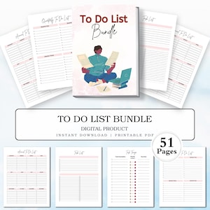 May include: A digital printable to-do list bundle with 51 pages. The bundle includes a variety of to-do list templates, including daily, weekly, and monthly to-do lists. The bundle also includes a to-do list template with a priority system. The bundle is perfect for anyone who wants to stay organized and on top of their tasks.