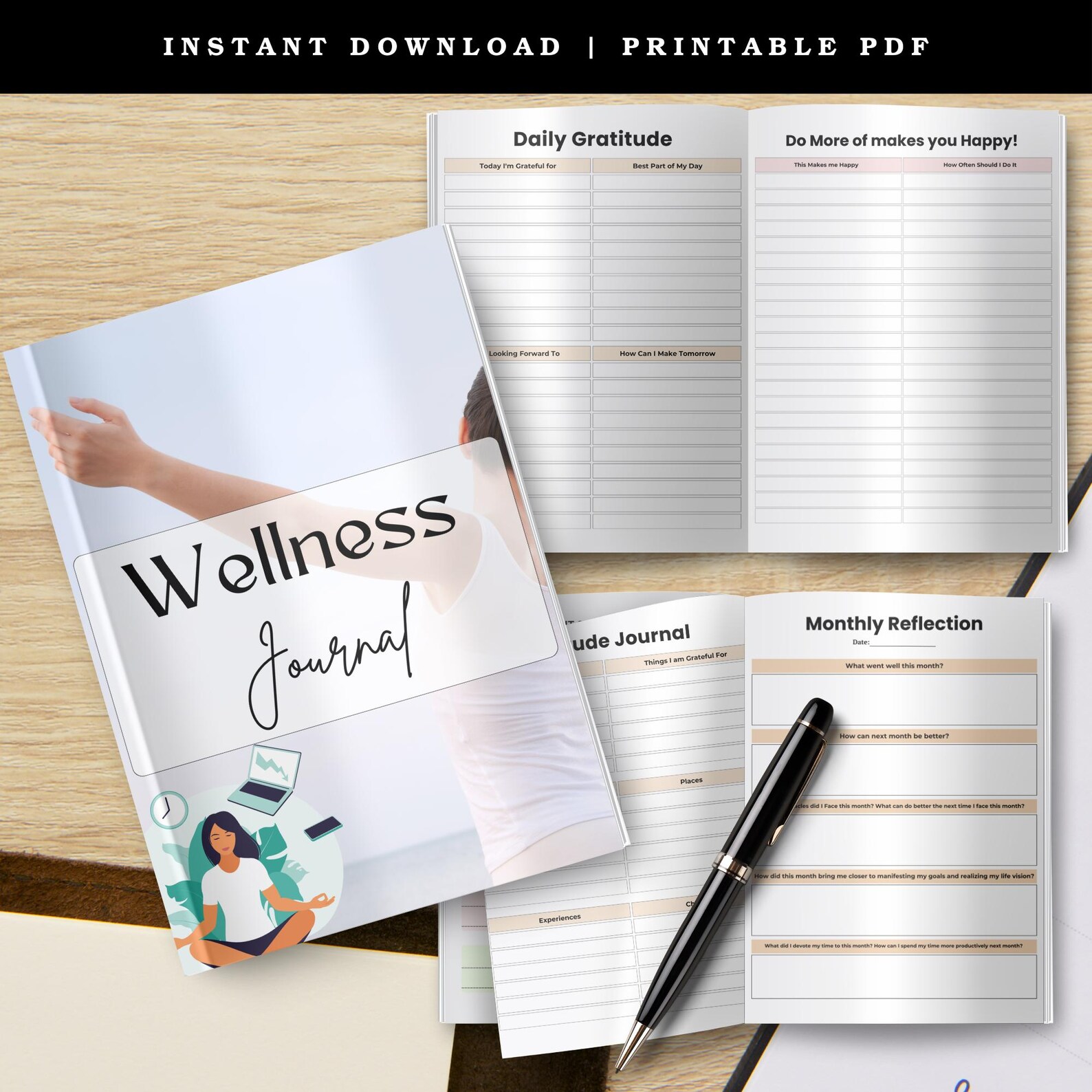 Wellness Journal Printable – Daily Health Tracker and Self-care ...
