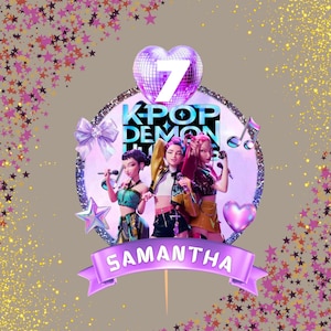 Decorazione per torta Kpop Demon Hunters modificabile, decorazione per torta di compleanno stampabile, decorazione per torta Kpop Huntrix, decorazione per torta Kpop BTS Fans