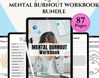 Utskrivbar arbetsbok för återhämtning av ångest och utbrändhet – Journal för mental hälsa i PDF-format för stresslindring