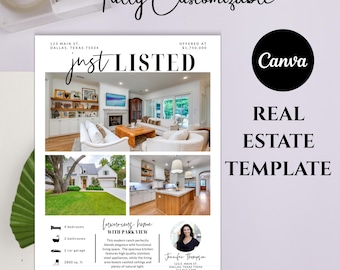 Real Estate Flyer Template | Editable Realtor Listing Canva  (Digital Download)
