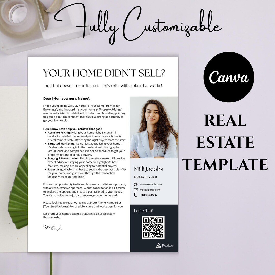 Expired Listing Letter Canva Template for Realtors & Real Estate