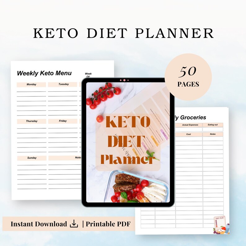Keto Diet Planner Printable: Low Carb Meal & Fitness Tracker (PDF) - Etsy
