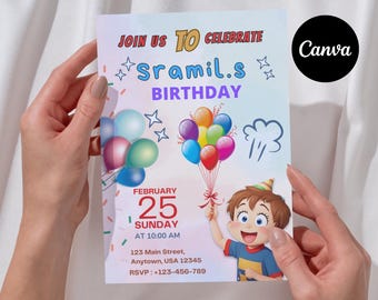 Birthday Invitation Template: Canva Party Invite (Digital Download)