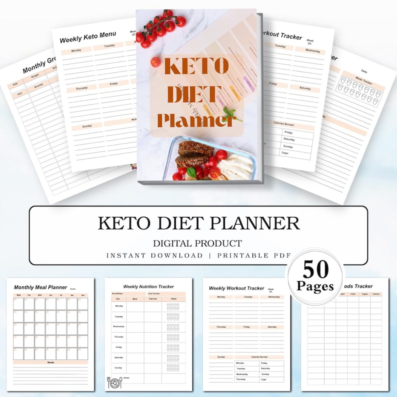 Keto Diet Planner Printable: Low Carb Meal & Fitness Tracker (PDF) - Etsy