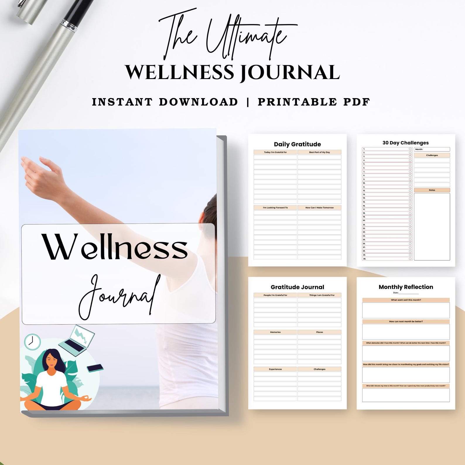 Wellness Journal Printable – Daily Health Tracker and Self-care ...