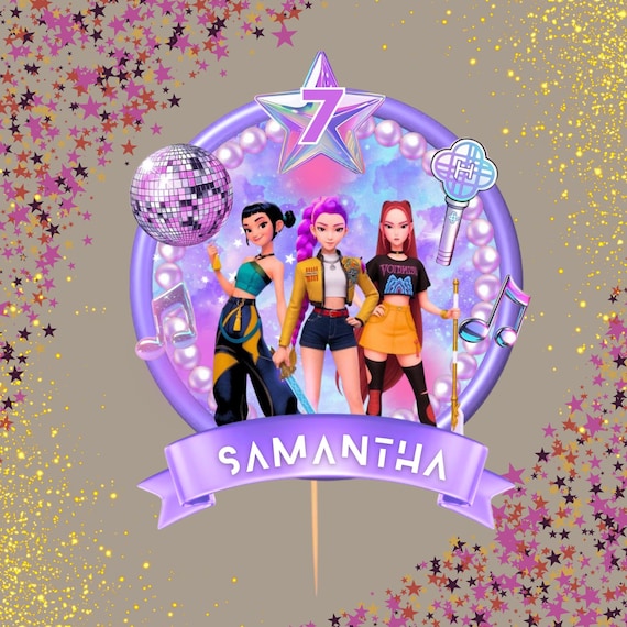 K-pop Demon Hunters Cake Topper, Canva Editable Cake Topper, Printable Birthday Cake Topper, BTS Cake Topper, Kpop Party Cake Decoration