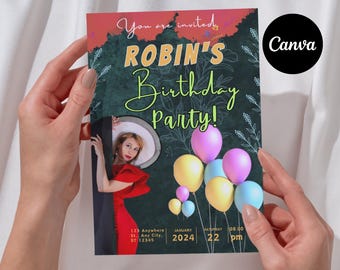 Birthday Invitation Template: Custom Party Invite (Canva Digital Download)