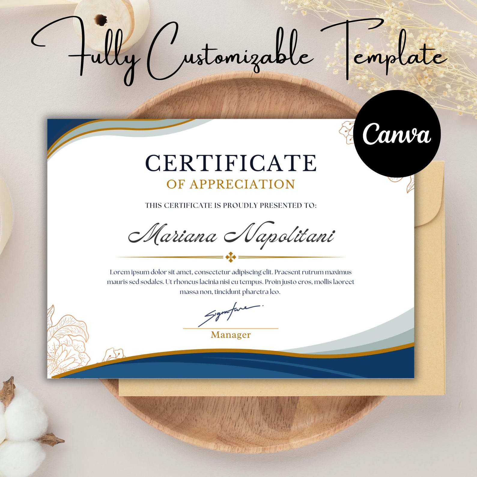 Editable Appreciation Certificate Template: Printable Thank You Award ...