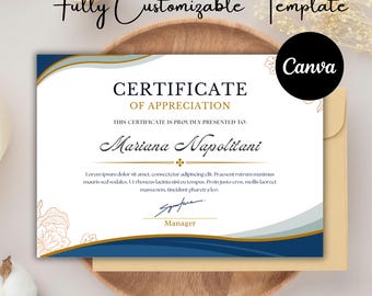 Appreciation Certificate Template: Canva Printable (PDF Download)