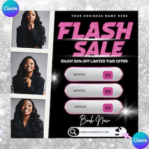 Flash Sale Flyer Template | Editable Canva Sale Poster | Beauty & Boutique Promotion Flyer | Salon Sale Template | Instant Download