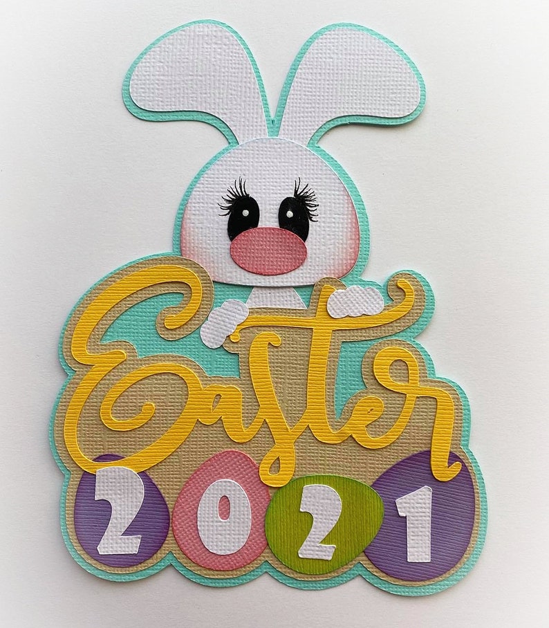 A premade paper piecing for scrapbook layouts cards planner project life by my tear bears kira Scrapbook Die Cut title Easter 2021
