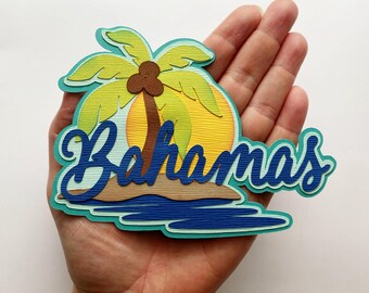 Scrapbook Die Cut Bahamas title, beach theme. A  premade paper piecing  for scrapbook layouts and more by my tear bears kira
