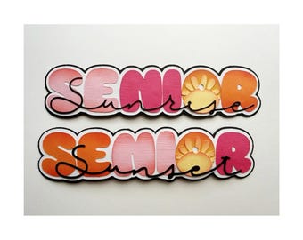 Senior sunrise sunset embellishment CHOOSE ONE  school graduation paper piecing for scrapbooking, cards, & more