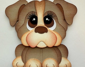 French bulldog Scrapbook embellishment premade paper piecing for scrapbook layouts by my tear bears kira
