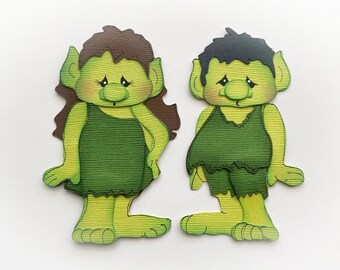 Scrapbook Halloween troll gremlins paper piecing  set of 2, A layered  Die Cut, embellishment for scrapbooks and more  by my tear bears kira