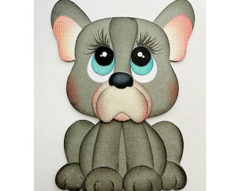 French bulldog Scrapbook embellishment premade paper piecing for scrapbook layouts by my tear bears kira