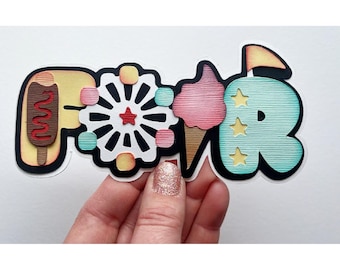Fair Scrapbook embellishment,  amusement park ferris wheel cotton candy theme for scrapbook layouts and more by my tear bears kira