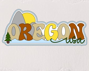 Oregon USA embellishment Scrapbook title travel state vacation theme. A premade paper piecing for scrapbooks layouts  my tear bears kira