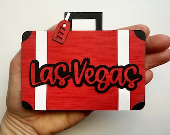 Vegas luggage  Scrapbook title suitcase vacation Las Vegas travel vacation paper piecing for scrapbook pages by my tear bears kira