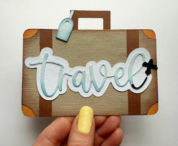 Travel Scrapbook title suitcase vacation travel vacation, a layered paper piecing for scrapbook layouts by my tear bears kira